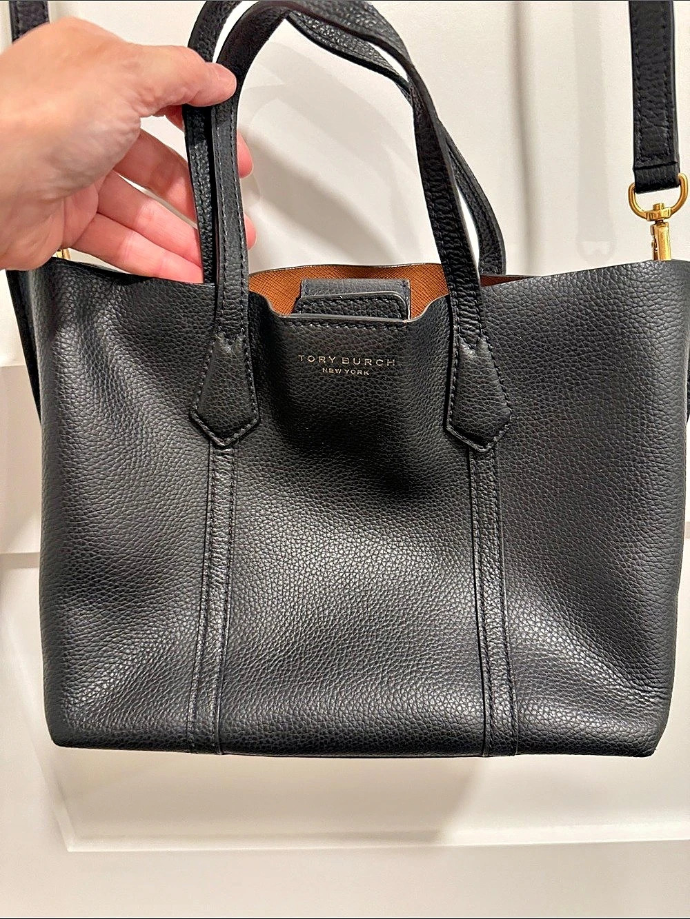 Tory Burch Walker Small Satchel Black Leather Tote Bag